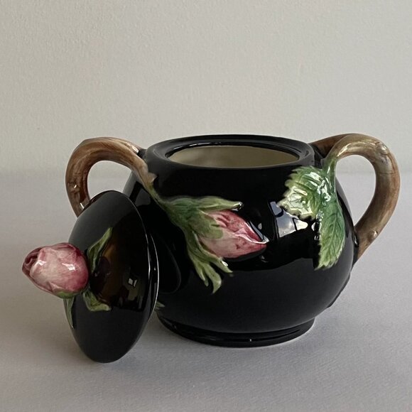 Vintage Fitz & Floyd 1987 Midnight Rose Sugar Bowl and Lid - Picture 4 of 10